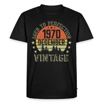 Cadeau Anniversaire Rétro - Nées En Décembre 1970 - T-shirt Premium bio Homme - noir - Devant - Nico (187cm)