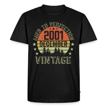 Cadeau Anniversaire Rétro - Nées En Décembre 2001 - T-shirt Premium bio Homme - noir - Devant - Nico (187cm)