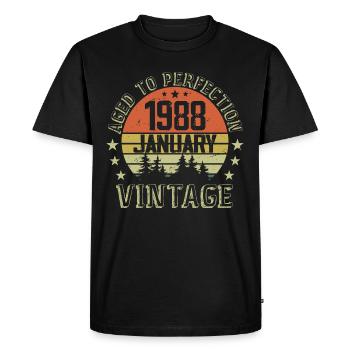 Nées En Janvier Cadeau D'anniversaire Janvier 1988 - T-shirt Premium bio Homme - noir - Devant - Nico (187cm)