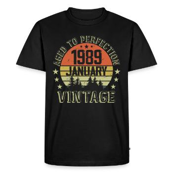 Nées En Janvier Cadeau D'anniversaire Janvier 1989 - T-shirt Premium bio Homme - noir - Devant - Nico (187cm)