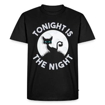 Ce soir, c’est la nuit Black Cat Halloween - T-shirt Premium bio Homme - noir - Devant - Nico (187cm)