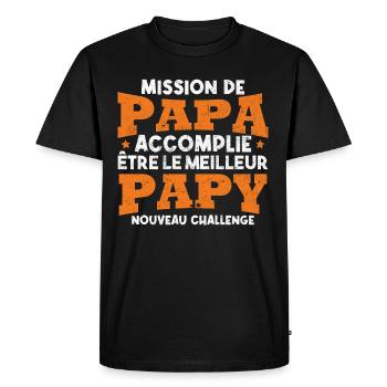 Nouveau challenge être meilleur papy, Futur papy - T-shirt Premium bio Homme - noir - Devant - Nico (187cm)