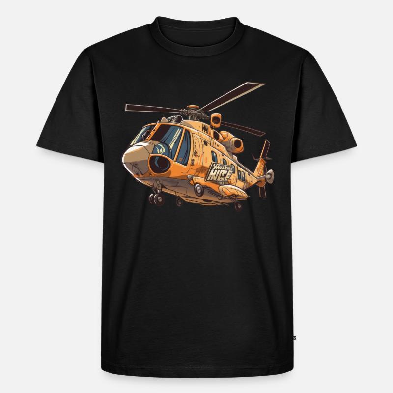 Comic Hubschrauber - Männer Premium Bio T-Shirt - Schwarz
