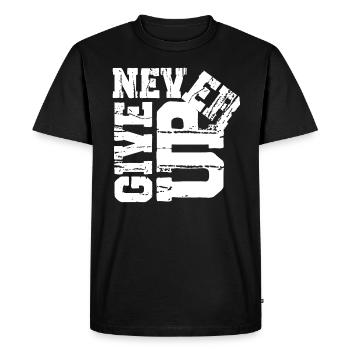 Never Give Up - T-shirt Premium bio Homme - noir - Devant - Nico (187cm)