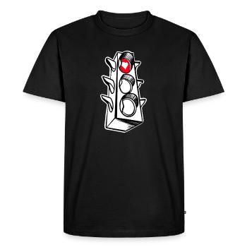 Feu de circulation rouge coeur - T-shirt Premium bio Homme - noir - Devant - Nico (187cm)