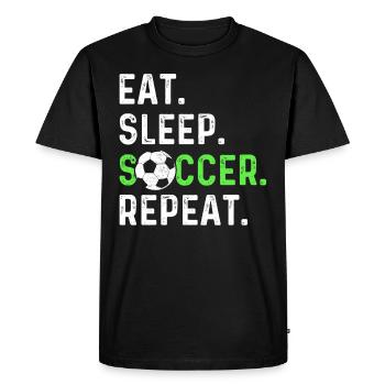Eat sleep soccer repeat - Men's Premium Organic T-Shirt - black - Front - Nico (187cm)
