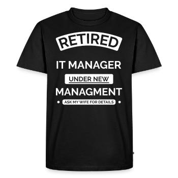 Retired IT Manager - Men's Premium Organic T-Shirt - black - Front - Nico (187cm)
