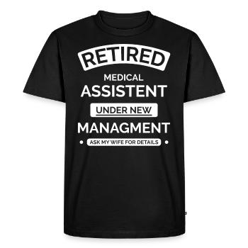 Retired Medical Assistant - Men's Premium Organic T-Shirt - black - Front - Nico (187cm)