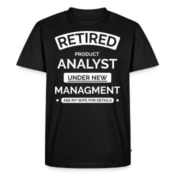 Retired Product Analyst - Men's Premium Organic T-Shirt - black - Front - Nico (187cm)