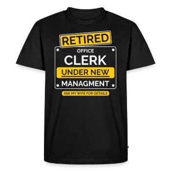 Retired office worker - Men's Premium Organic T-Shirt - black - Front - Nico (187cm)