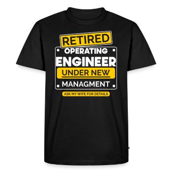 Récupération de départ à la retraite des ingénieurs d’exploitation - T-shirt Premium bio Homme - noir - Devant - Nico (187cm)