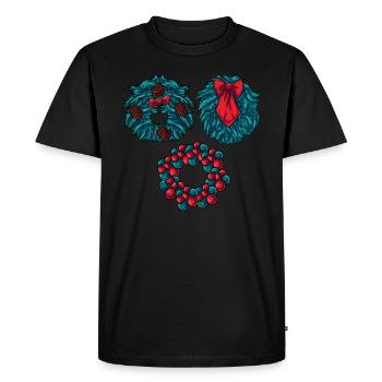 Trois couronnes de Noël différentes - T-shirt Premium bio Homme - noir - Devant - Nico (187cm)