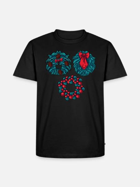 Drei verschiedene Weihnachtskränze - Männer Premium Bio T-Shirt - Schwarz
