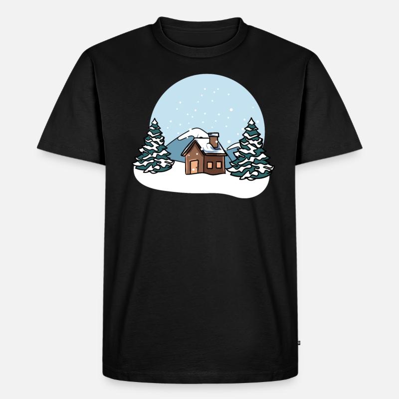 Winterlandschaft Schnee - Männer Premium Bio T-Shirt - Schwarz