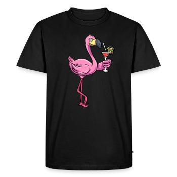 Flamingo Pink Bird - Men's Premium Organic T-Shirt - black - Front - Nico (187cm)