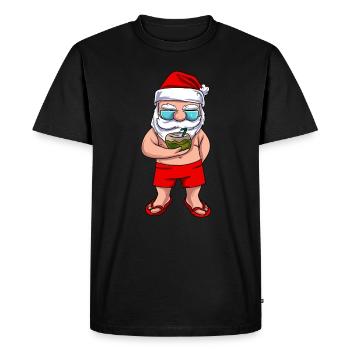 Plage Père Noël Noël - T-shirt Premium bio Homme - noir - Devant - Nico (187cm)