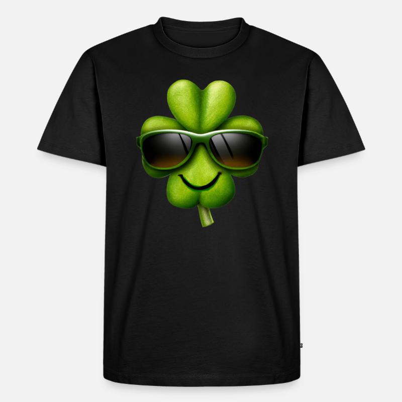 Irisches Kleeblatt - Männer Premium Bio T-Shirt - Schwarz