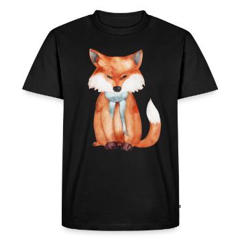 Cute fox - Men's Premium Organic T-Shirt - black - Front - Nico (187cm)