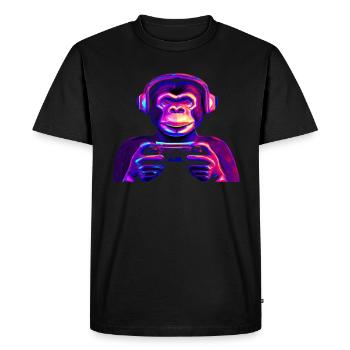 Monkey Play Gamer - Men's Premium Organic T-Shirt - black - Front - Nico (187cm)
