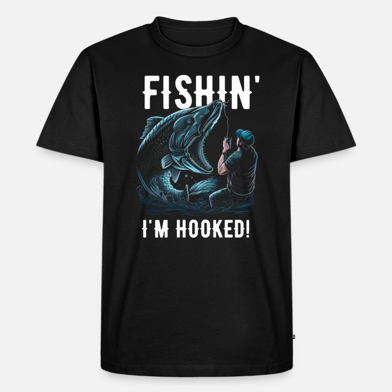 Fishin Ich bin süchtig - Männer Premium Bio T-Shirt - Schwarz