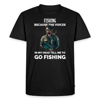 Drôle de pêcheur pêcheur - T-shirt Premium bio Homme - noir - Devant - Nico (187cm)