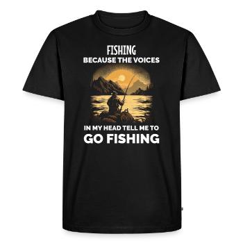Drôle de pêcheur pêcheur - T-shirt Premium bio Homme - noir - Devant - Nico (187cm)