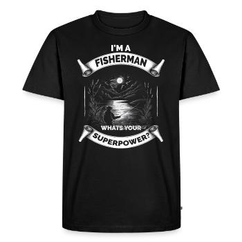 Drôle grand-père papa pêcheur pêcheur - T-shirt Premium bio Homme - noir - Devant - Nico (187cm)