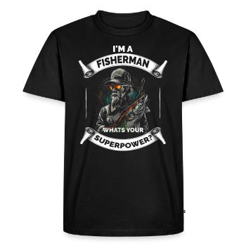 Drôle grand-père papa pêcheur pêcheur - T-shirt Premium bio Homme - noir - Devant - Nico (187cm)