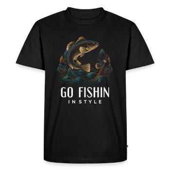 Pêche amusante - Allez pêcher avec style - T-shirt Premium bio Homme - noir - Devant - Nico (187cm)
