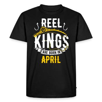Les rois de la bobine sont nés en avril anniversaire de pêche - T-shirt Premium bio Homme - noir - Devant - Nico (187cm)