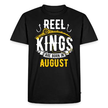 Les rois de la bobine sont nés en août anniversaire de pêche - T-shirt Premium bio Homme - noir - Devant - Nico (187cm)
