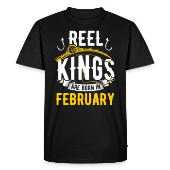 Les rois de la bobine sont nés en février Anniversaire de pêche - T-shirt Premium bio Homme - noir - Devant - Nico (187cm)