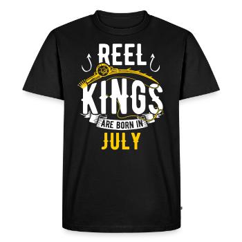 Les rois de la bobine sont nés en juillet Anniversaire de pêche - T-shirt Premium bio Homme - noir - Devant - Nico (187cm)
