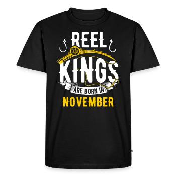 Les rois de la bobine sont nés en novembre anniversaire de pêche - T-shirt Premium bio Homme - noir - Devant - Nico (187cm)