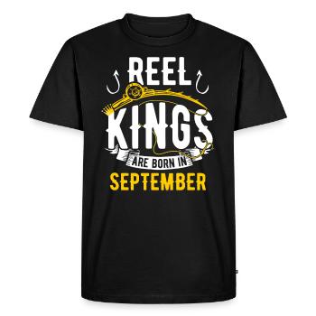 Les rois des moulinets sont nés en septembre Anniversaire de pêche - T-shirt Premium bio Homme - noir - Devant - Nico (187cm)