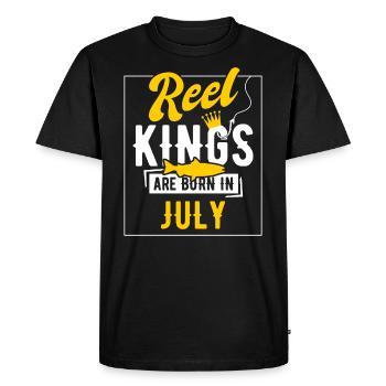 Les rois de l’anniversaire de la pêche sont nés en juillet - T-shirt Premium bio Homme - noir - Devant - Nico (187cm)
