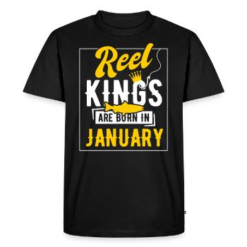 Les rois de l’anniversaire de la pêche sont nés en janvier - T-shirt Premium bio Homme - noir - Devant - Nico (187cm)