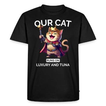 Chat Maman Papa Dessin Animé Chat Rire - T-shirt Premium bio Homme - noir - Devant - Nico (187cm)