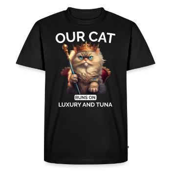 Chat Maman Papa Reine Chat Amant - T-shirt Premium bio Homme - noir - Devant - Nico (187cm)