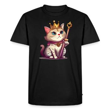 Chaton Kawaii Royal Cat - T-shirt Premium bio Homme - noir - Devant - Nico (187cm)