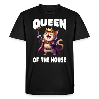 Maman chatte fière - T-shirt Premium bio Homme - noir - Devant - Nico (187cm)