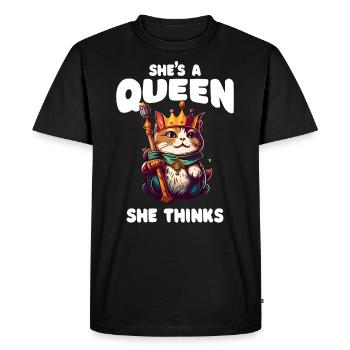 Elle est une reine mignonne amoureuse des chats - T-shirt Premium bio Homme - noir - Devant - Nico (187cm)