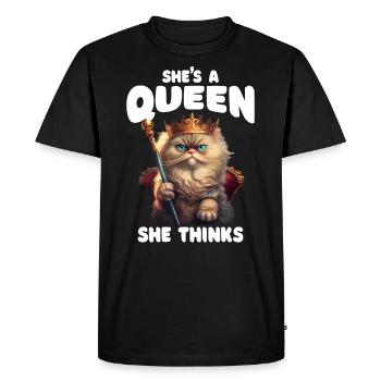 Elle est une reine reine amoureuse des chats - T-shirt Premium bio Homme - noir - Devant - Nico (187cm)