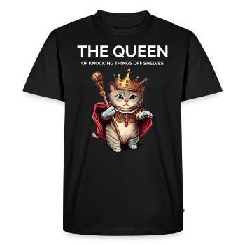 The Queen Nocking Things Royal Kawaii Kitten Cat - Men's Premium Organic T-Shirt - black - Front - Nico (187cm)
