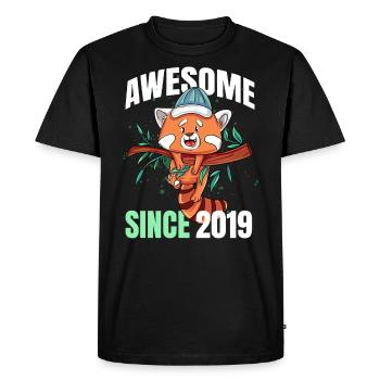 Génial depuis 2019 - 4ème anniversaire du panda roux - T-shirt Premium bio Homme - noir - Devant - Nico (187cm)