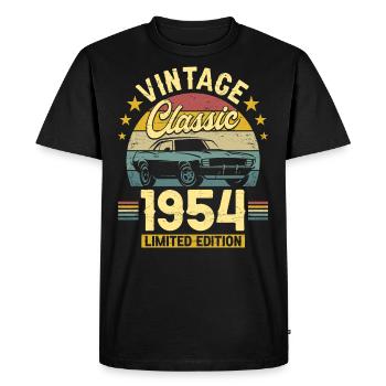 Vintage Car Year 1954 70 Years Anniversary - Men's Premium Organic T-Shirt - black - Front - Nico (187cm)