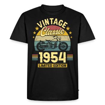 Motorcycle Year 1954 Biker 70 Years Anniversary - Men's Premium Organic T-Shirt - black - Front - Nico (187cm)