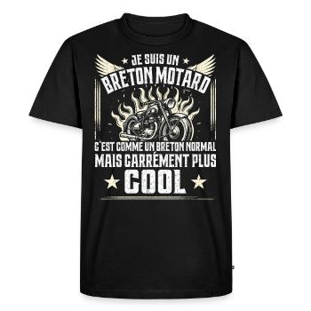 Carrément Plus Cool Breton Motard Cadeau Moto - T-shirt Premium bio Homme - noir - Devant - Nico (187cm)