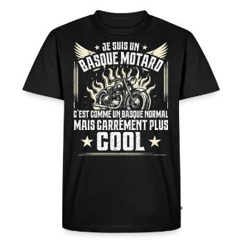 Carrément Plus Cool Basque Motard Cadeau Moto - T-shirt Premium bio Homme - noir - Devant - Nico (187cm)