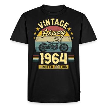 Motard 60 Ans 1964 Février 60 Ans Anniversaire - T-shirt Premium bio Homme - noir - Devant - Nico (187cm)